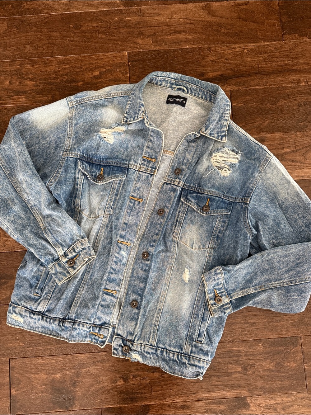 Blue Age Women's Light Blue Distressed Denim Jacket